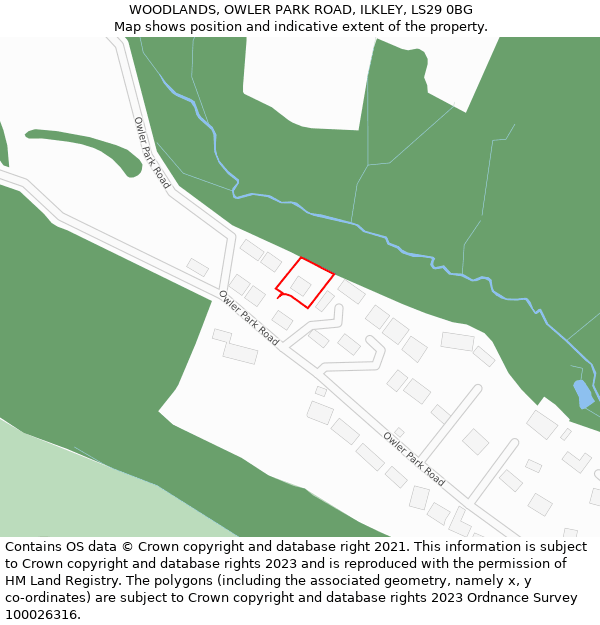 WOODLANDS, OWLER PARK ROAD, ILKLEY, LS29 0BG: Location map and indicative extent of plot