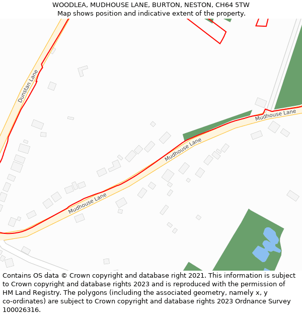 WOODLEA, MUDHOUSE LANE, BURTON, NESTON, CH64 5TW: Location map and indicative extent of plot