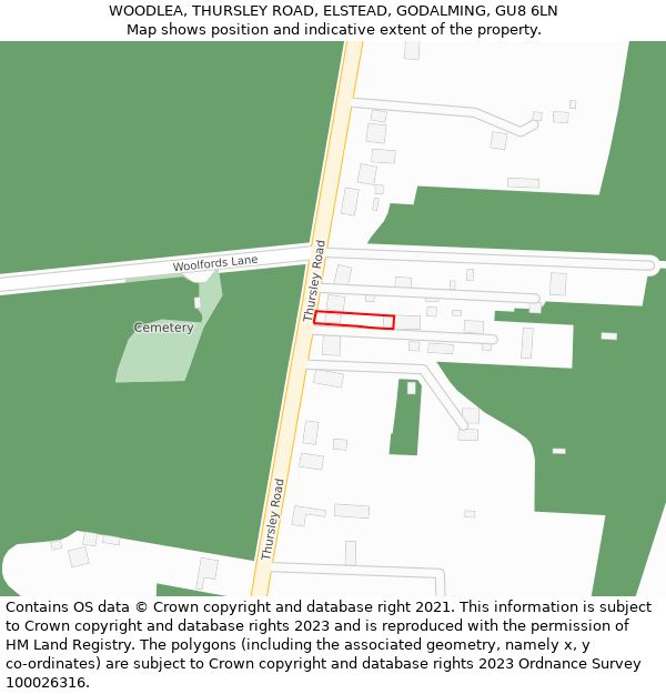 WOODLEA, THURSLEY ROAD, ELSTEAD, GODALMING, GU8 6LN: Location map and indicative extent of plot