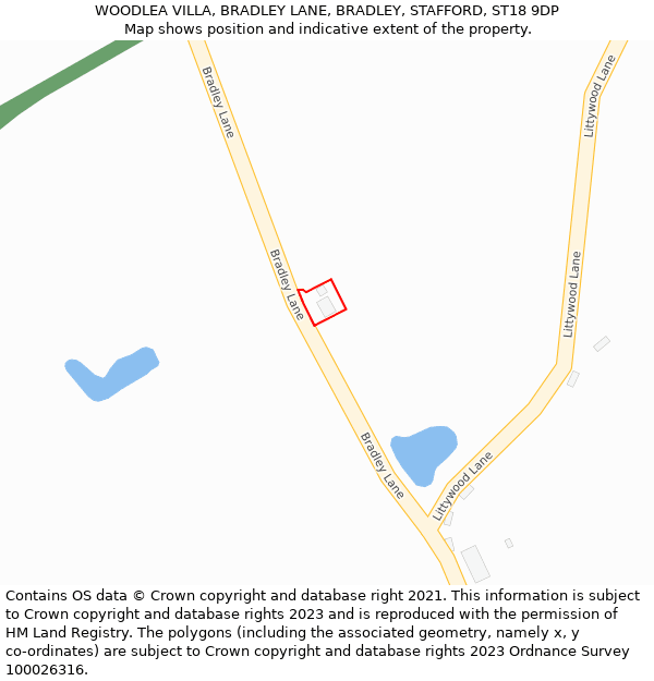 WOODLEA VILLA, BRADLEY LANE, BRADLEY, STAFFORD, ST18 9DP: Location map and indicative extent of plot