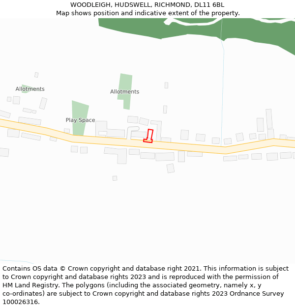 WOODLEIGH, HUDSWELL, RICHMOND, DL11 6BL: Location map and indicative extent of plot