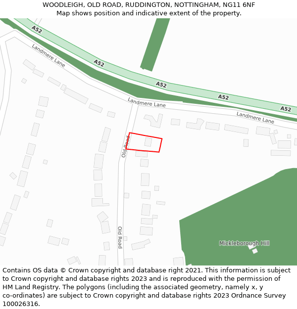 WOODLEIGH, OLD ROAD, RUDDINGTON, NOTTINGHAM, NG11 6NF: Location map and indicative extent of plot