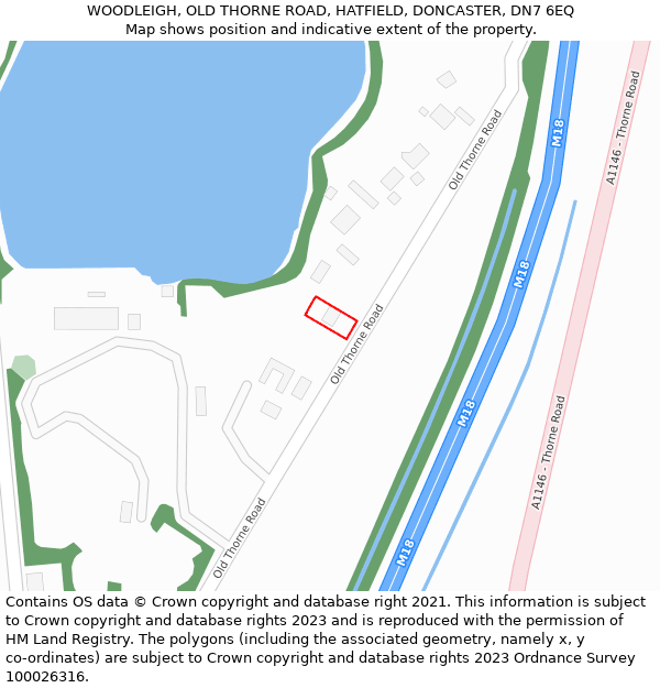 WOODLEIGH, OLD THORNE ROAD, HATFIELD, DONCASTER, DN7 6EQ: Location map and indicative extent of plot