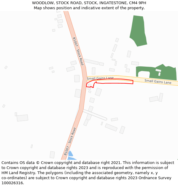 WOODLOW, STOCK ROAD, STOCK, INGATESTONE, CM4 9PH: Location map and indicative extent of plot