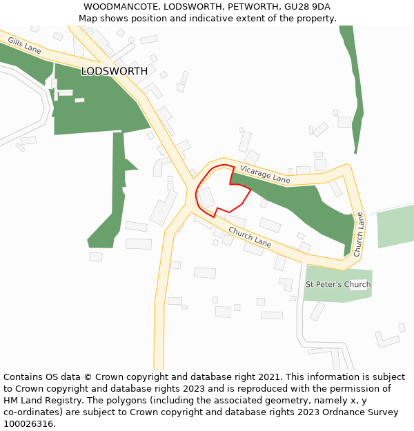 WOODMANCOTE, LODSWORTH, PETWORTH, GU28 9DA: Location map and indicative extent of plot