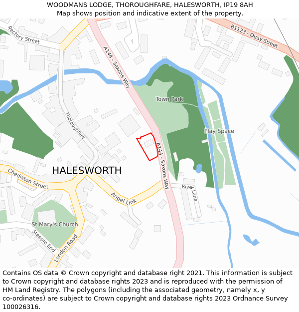 WOODMANS LODGE, THOROUGHFARE, HALESWORTH, IP19 8AH: Location map and indicative extent of plot