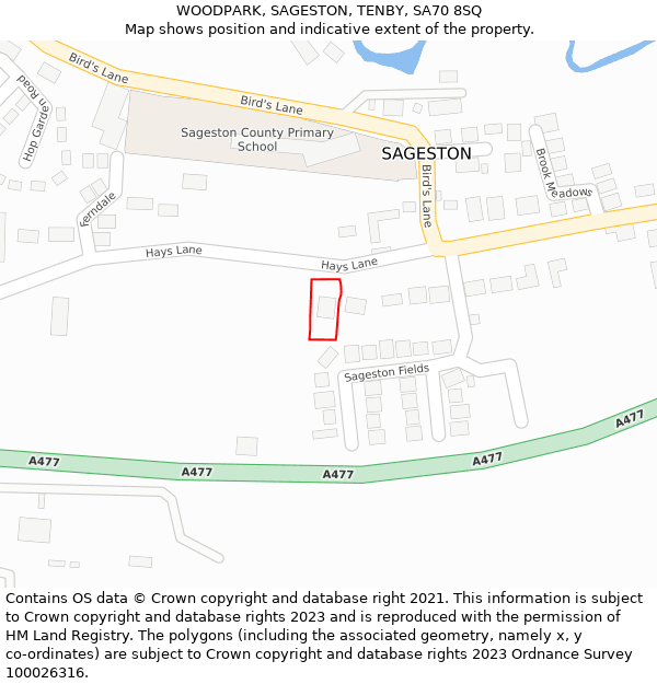 WOODPARK, SAGESTON, TENBY, SA70 8SQ: Location map and indicative extent of plot