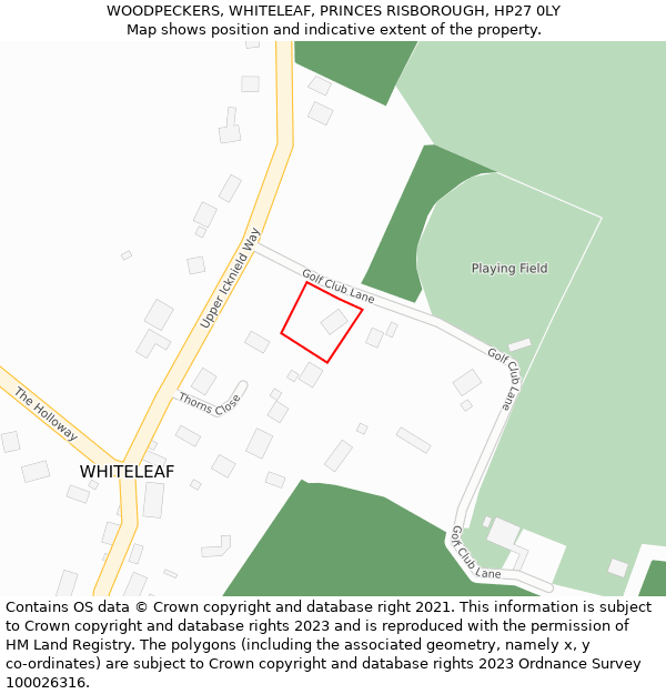 WOODPECKERS, WHITELEAF, PRINCES RISBOROUGH, HP27 0LY: Location map and indicative extent of plot