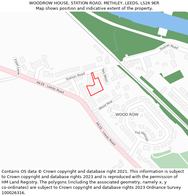WOODROW HOUSE, STATION ROAD, METHLEY, LEEDS, LS26 9ER: Location map and indicative extent of plot