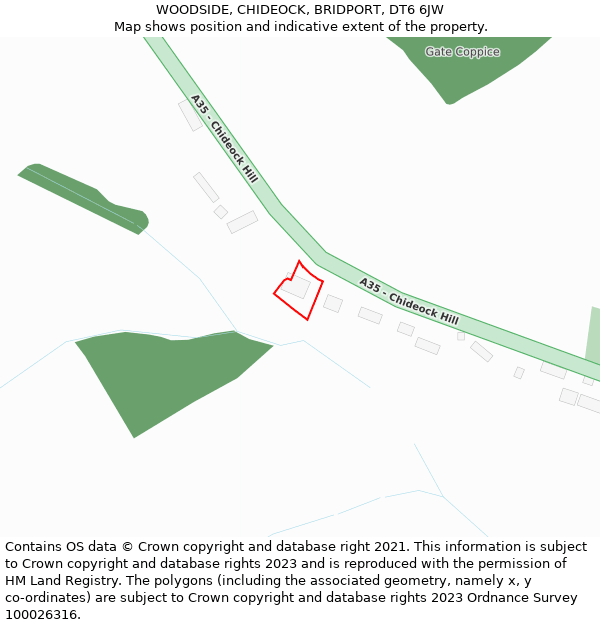 WOODSIDE, CHIDEOCK, BRIDPORT, DT6 6JW: Location map and indicative extent of plot