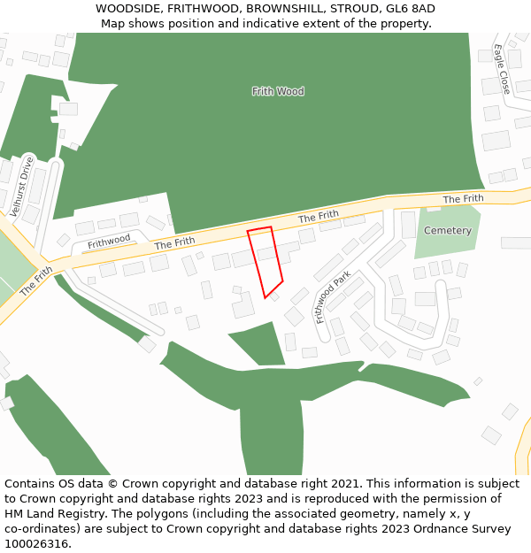 WOODSIDE, FRITHWOOD, BROWNSHILL, STROUD, GL6 8AD: Location map and indicative extent of plot