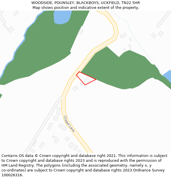 WOODSIDE, POUNSLEY, BLACKBOYS, UCKFIELD, TN22 5HR: Location map and indicative extent of plot