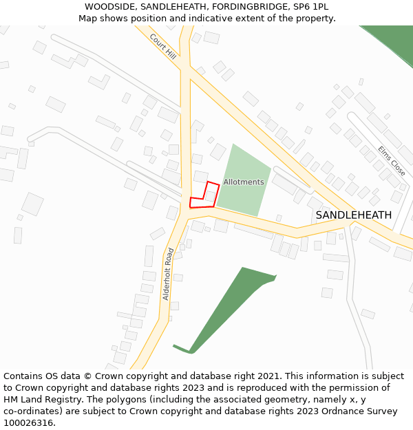 WOODSIDE, SANDLEHEATH, FORDINGBRIDGE, SP6 1PL: Location map and indicative extent of plot