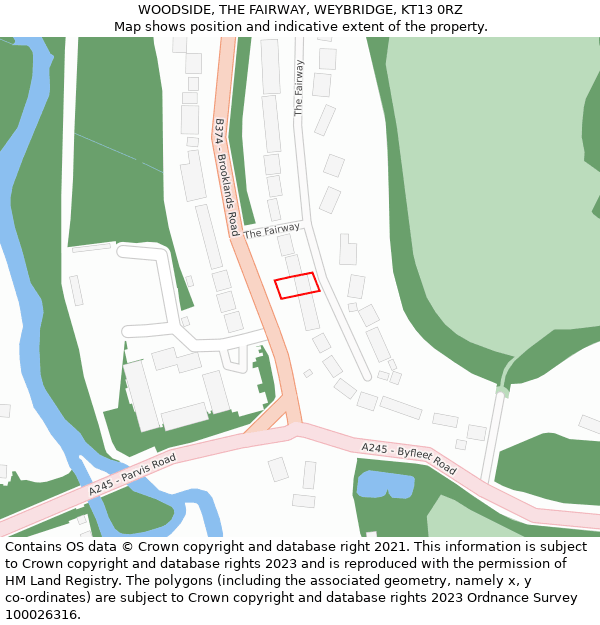 WOODSIDE, THE FAIRWAY, WEYBRIDGE, KT13 0RZ: Location map and indicative extent of plot