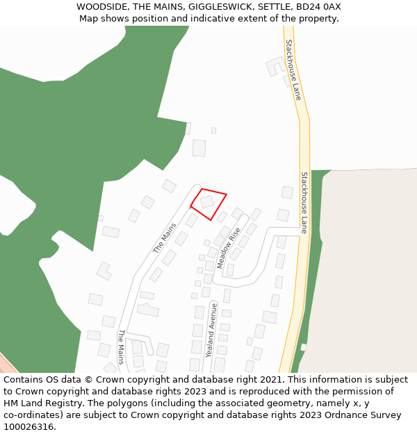 WOODSIDE, THE MAINS, GIGGLESWICK, SETTLE, BD24 0AX: Location map and indicative extent of plot