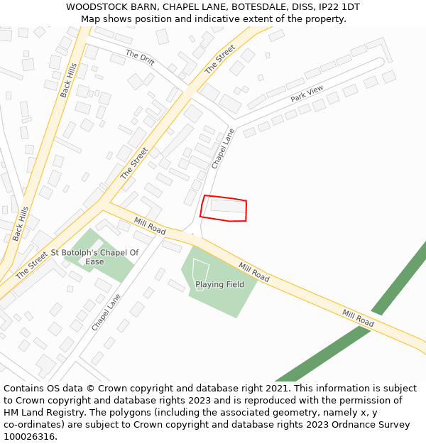 WOODSTOCK BARN, CHAPEL LANE, BOTESDALE, DISS, IP22 1DT: Location map and indicative extent of plot