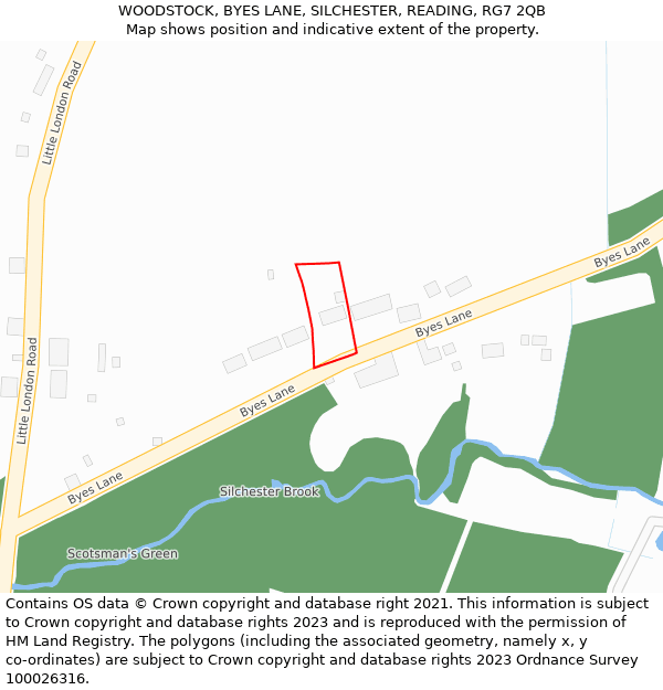 WOODSTOCK, BYES LANE, SILCHESTER, READING, RG7 2QB: Location map and indicative extent of plot