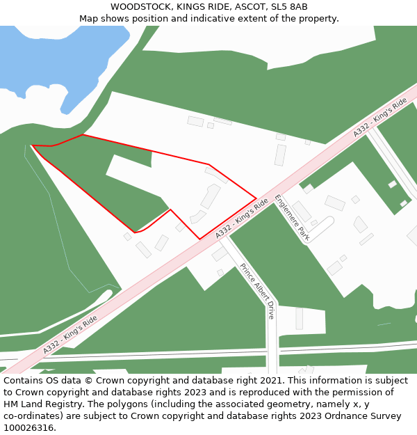 WOODSTOCK, KINGS RIDE, ASCOT, SL5 8AB: Location map and indicative extent of plot