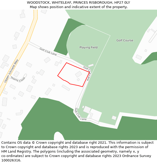 WOODSTOCK, WHITELEAF, PRINCES RISBOROUGH, HP27 0LY: Location map and indicative extent of plot