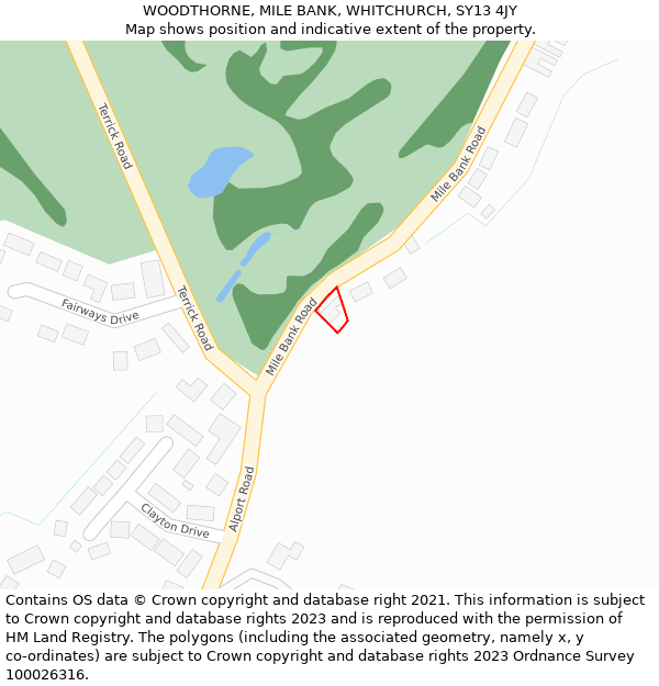 WOODTHORNE, MILE BANK, WHITCHURCH, SY13 4JY: Location map and indicative extent of plot