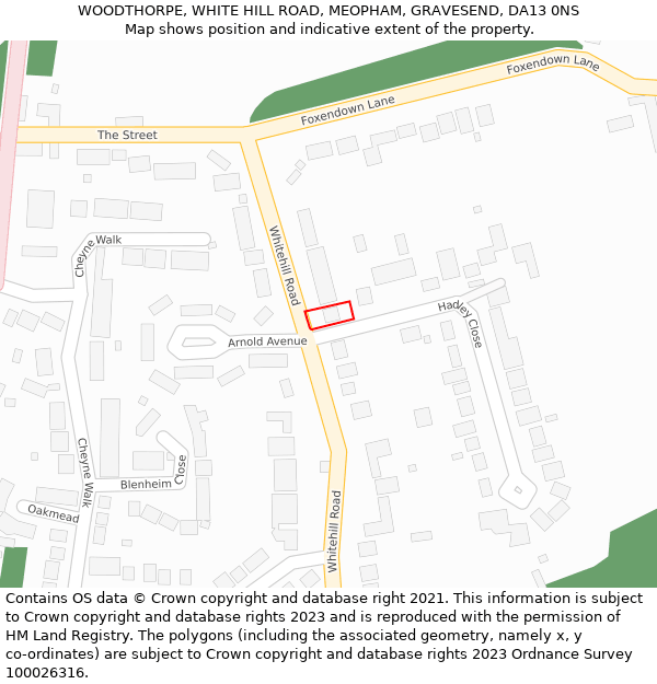 WOODTHORPE, WHITE HILL ROAD, MEOPHAM, GRAVESEND, DA13 0NS: Location map and indicative extent of plot