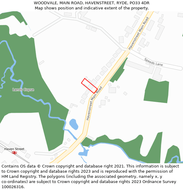 WOODVALE, MAIN ROAD, HAVENSTREET, RYDE, PO33 4DR: Location map and indicative extent of plot