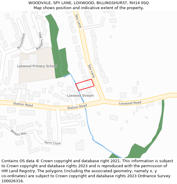 WOODVALE, SPY LANE, LOXWOOD, BILLINGSHURST, RH14 0SQ: Location map and indicative extent of plot