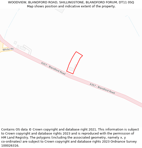 WOODVIEW, BLANDFORD ROAD, SHILLINGSTONE, BLANDFORD FORUM, DT11 0SQ: Location map and indicative extent of plot