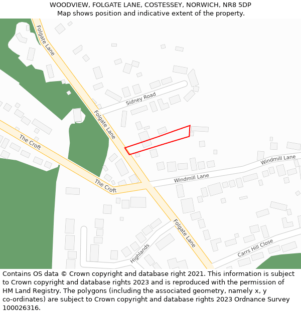 WOODVIEW, FOLGATE LANE, COSTESSEY, NORWICH, NR8 5DP: Location map and indicative extent of plot