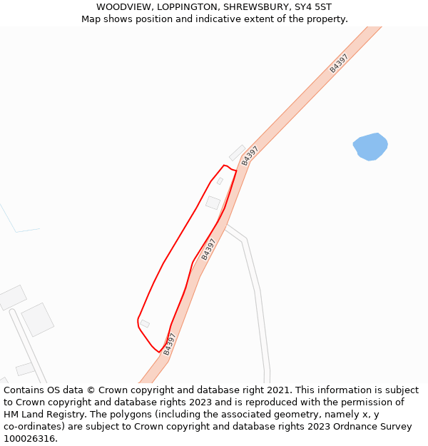 WOODVIEW, LOPPINGTON, SHREWSBURY, SY4 5ST: Location map and indicative extent of plot