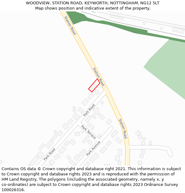 WOODVIEW, STATION ROAD, KEYWORTH, NOTTINGHAM, NG12 5LT: Location map and indicative extent of plot