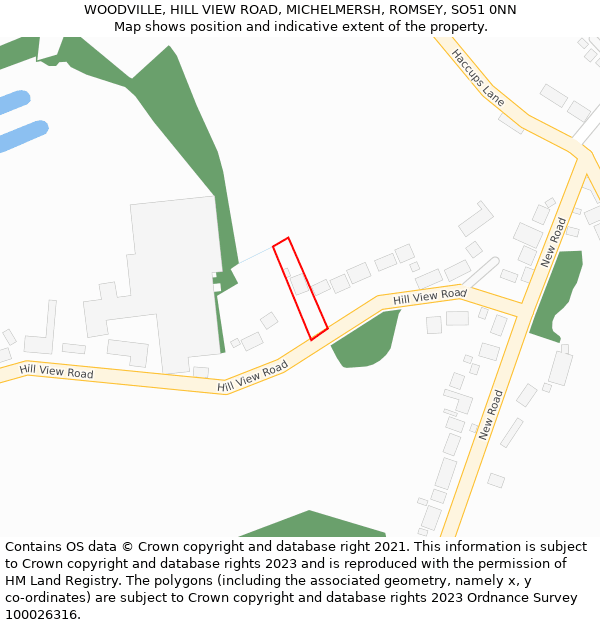 WOODVILLE, HILL VIEW ROAD, MICHELMERSH, ROMSEY, SO51 0NN: Location map and indicative extent of plot