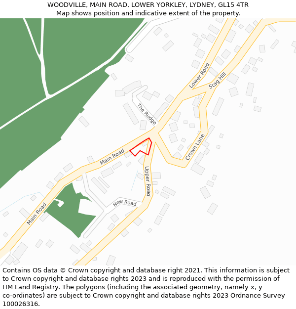 WOODVILLE, MAIN ROAD, LOWER YORKLEY, LYDNEY, GL15 4TR: Location map and indicative extent of plot