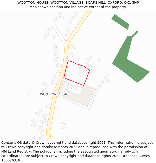 WOOTTON HOUSE, WOOTTON VILLAGE, BOARS HILL, OXFORD, OX1 5HP: Location map and indicative extent of plot