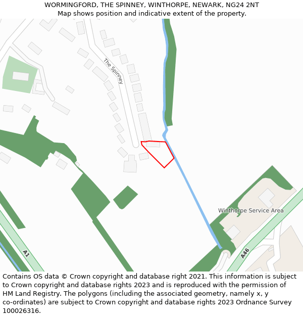 WORMINGFORD, THE SPINNEY, WINTHORPE, NEWARK, NG24 2NT: Location map and indicative extent of plot