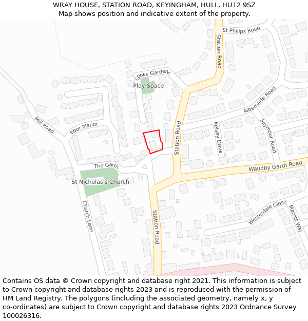 WRAY HOUSE, STATION ROAD, KEYINGHAM, HULL, HU12 9SZ: Location map and indicative extent of plot
