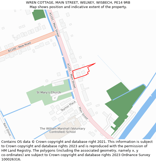 WREN COTTAGE, MAIN STREET, WELNEY, WISBECH, PE14 9RB: Location map and indicative extent of plot