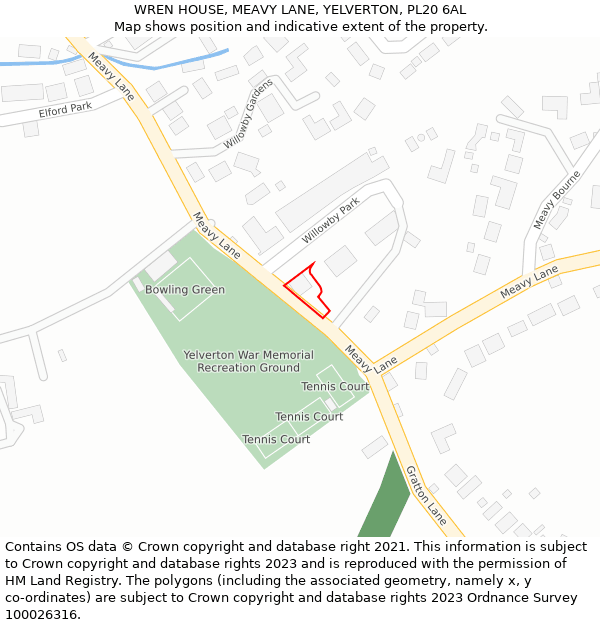 WREN HOUSE, MEAVY LANE, YELVERTON, PL20 6AL: Location map and indicative extent of plot