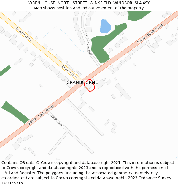 WREN HOUSE, NORTH STREET, WINKFIELD, WINDSOR, SL4 4SY: Location map and indicative extent of plot