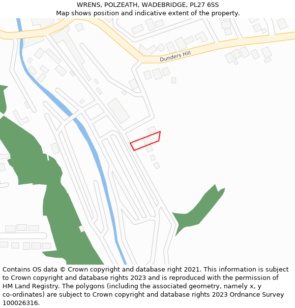 WRENS, POLZEATH, WADEBRIDGE, PL27 6SS: Location map and indicative extent of plot