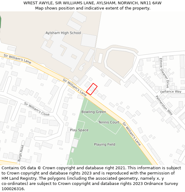 WREST AWYLE, SIR WILLIAMS LANE, AYLSHAM, NORWICH, NR11 6AW: Location map and indicative extent of plot