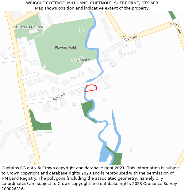 WRIGGLE COTTAGE, MILL LANE, CHETNOLE, SHERBORNE, DT9 6PB: Location map and indicative extent of plot