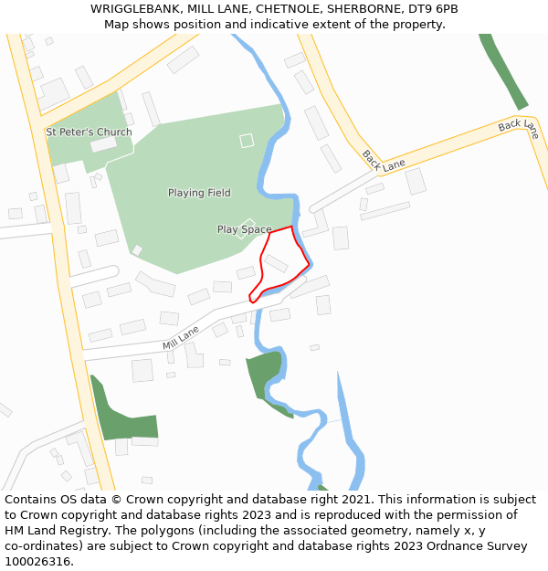 WRIGGLEBANK, MILL LANE, CHETNOLE, SHERBORNE, DT9 6PB: Location map and indicative extent of plot