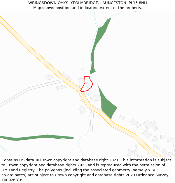 WRINGSDOWN OAKS, YEOLMBRIDGE, LAUNCESTON, PL15 8NH: Location map and indicative extent of plot