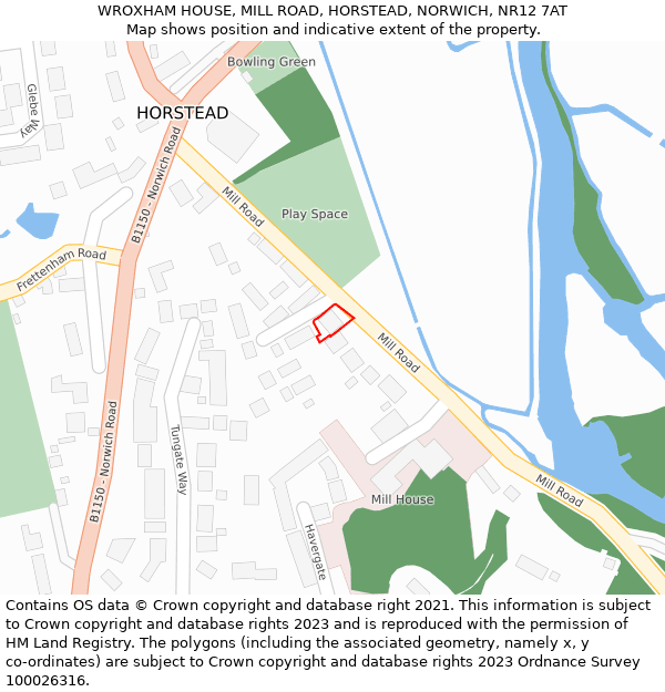 WROXHAM HOUSE, MILL ROAD, HORSTEAD, NORWICH, NR12 7AT: Location map and indicative extent of plot