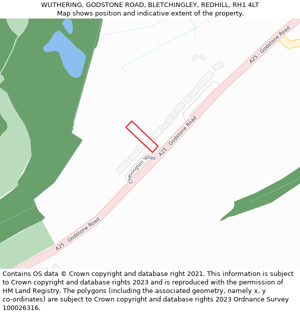 WUTHERING, GODSTONE ROAD, BLETCHINGLEY, REDHILL, RH1 4LT: Location map and indicative extent of plot