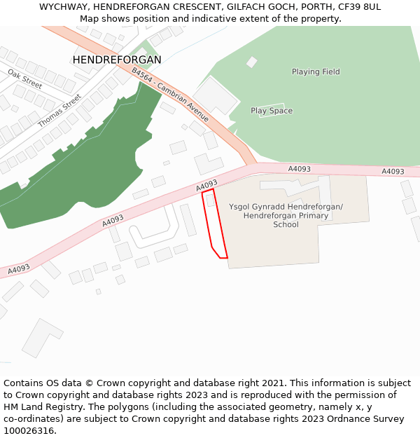 WYCHWAY, HENDREFORGAN CRESCENT, GILFACH GOCH, PORTH, CF39 8UL: Location map and indicative extent of plot