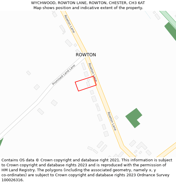 WYCHWOOD, ROWTON LANE, ROWTON, CHESTER, CH3 6AT: Location map and indicative extent of plot
