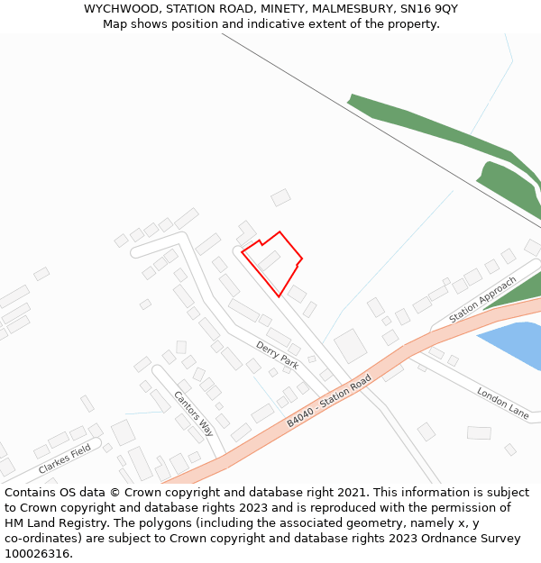 WYCHWOOD, STATION ROAD, MINETY, MALMESBURY, SN16 9QY: Location map and indicative extent of plot