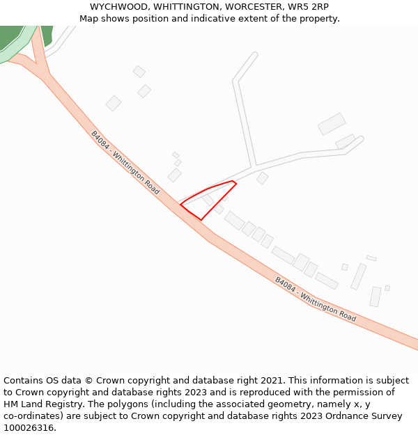 WYCHWOOD, WHITTINGTON, WORCESTER, WR5 2RP: Location map and indicative extent of plot